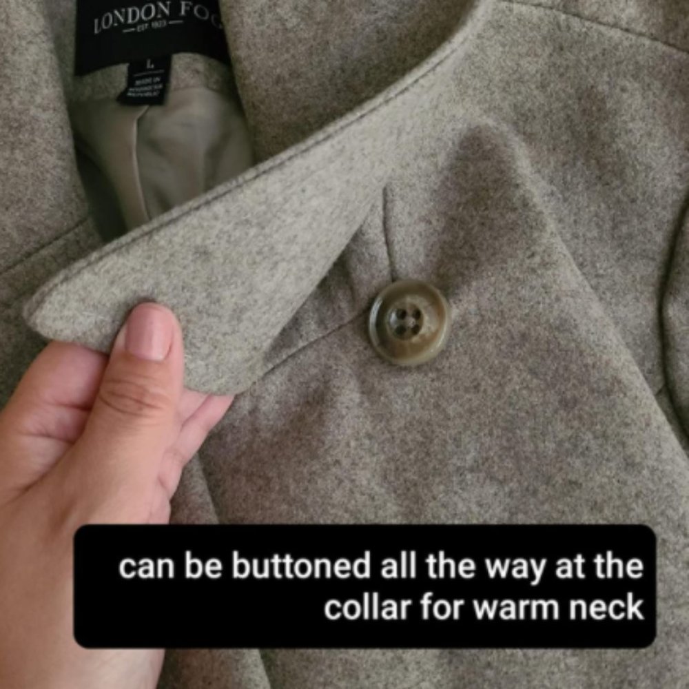 London Fog Women’s Double Breasted Peacoat with Scarf - Picture 6 of 7